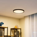 LED taklampe Pravin svart plast Ø40 cm 23W varmhvit forfra
