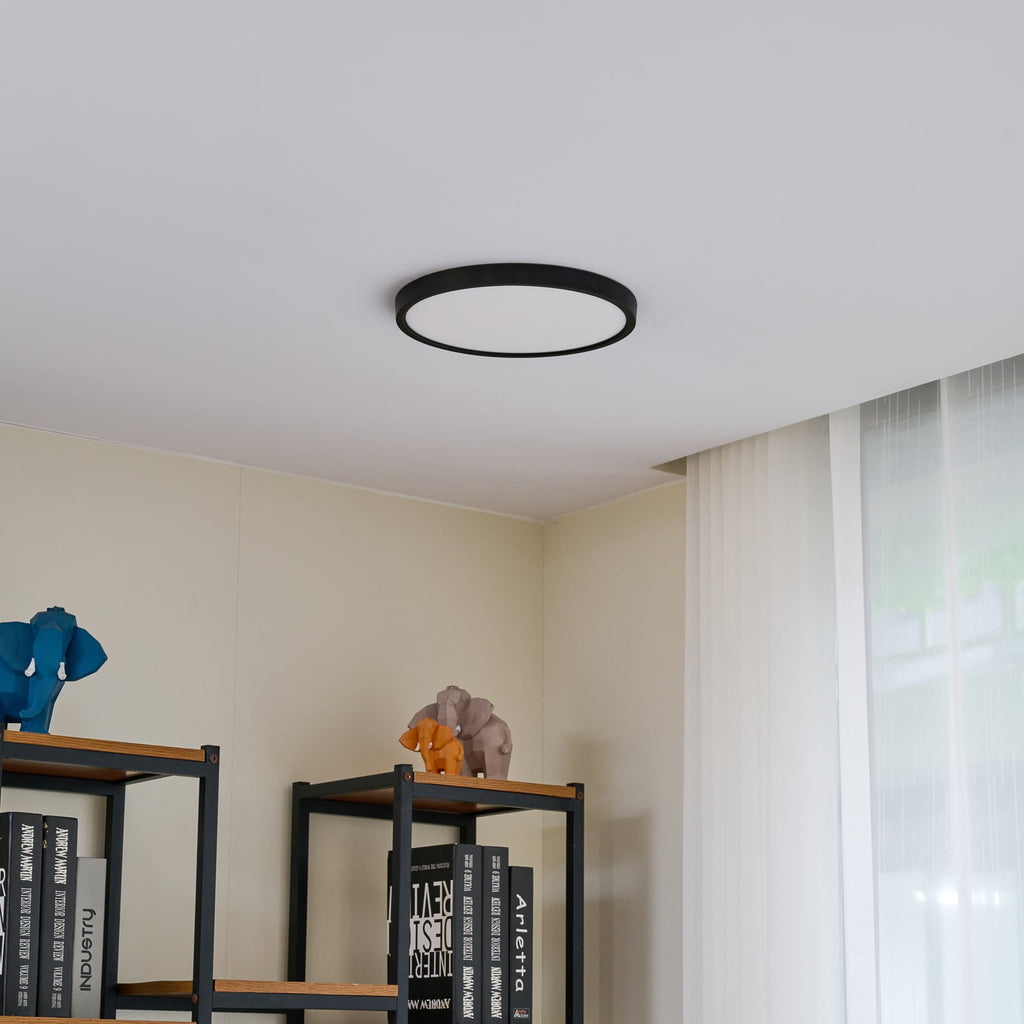 LED taklampe Pravin svart plast Ø30 cm 17W varmhvit bakside
