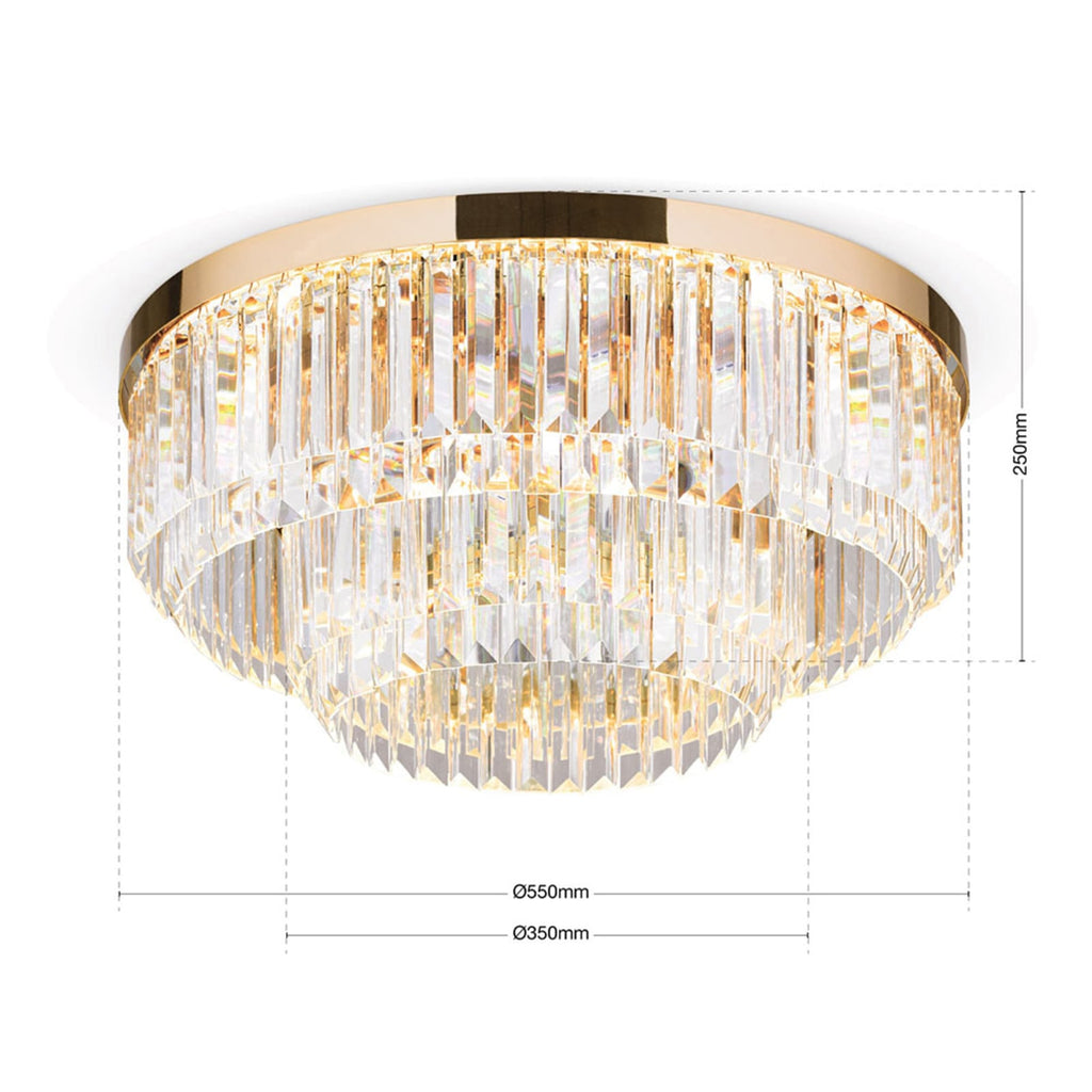 Oversikt av LED taklampe Prism dimbar krystallglass gull