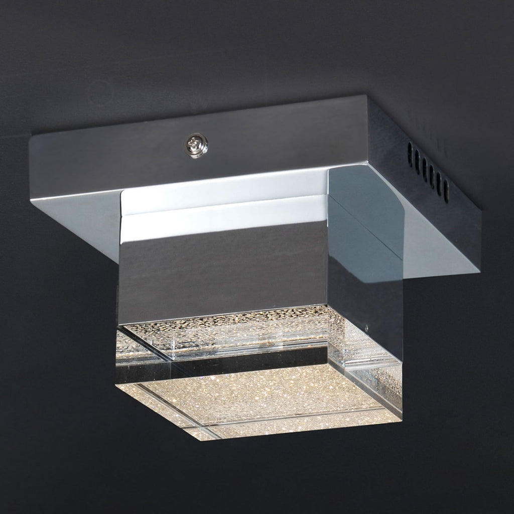 LED taklampe Prisma krom/akryl forfra