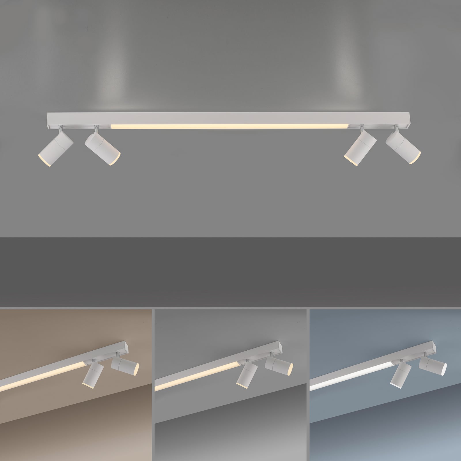 LED taklampe Pure Lines 120 cm CCT dimbar justerbare spotter