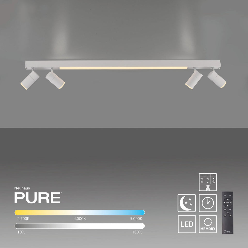 LED taklampe Pure Lines 120 cm CCT dimbar med lys i varm hvit