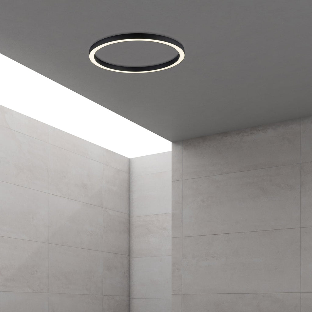 Montert LED taklampe PURE Lines Round CCT dimbar Ø70 cm antrasitt i rom