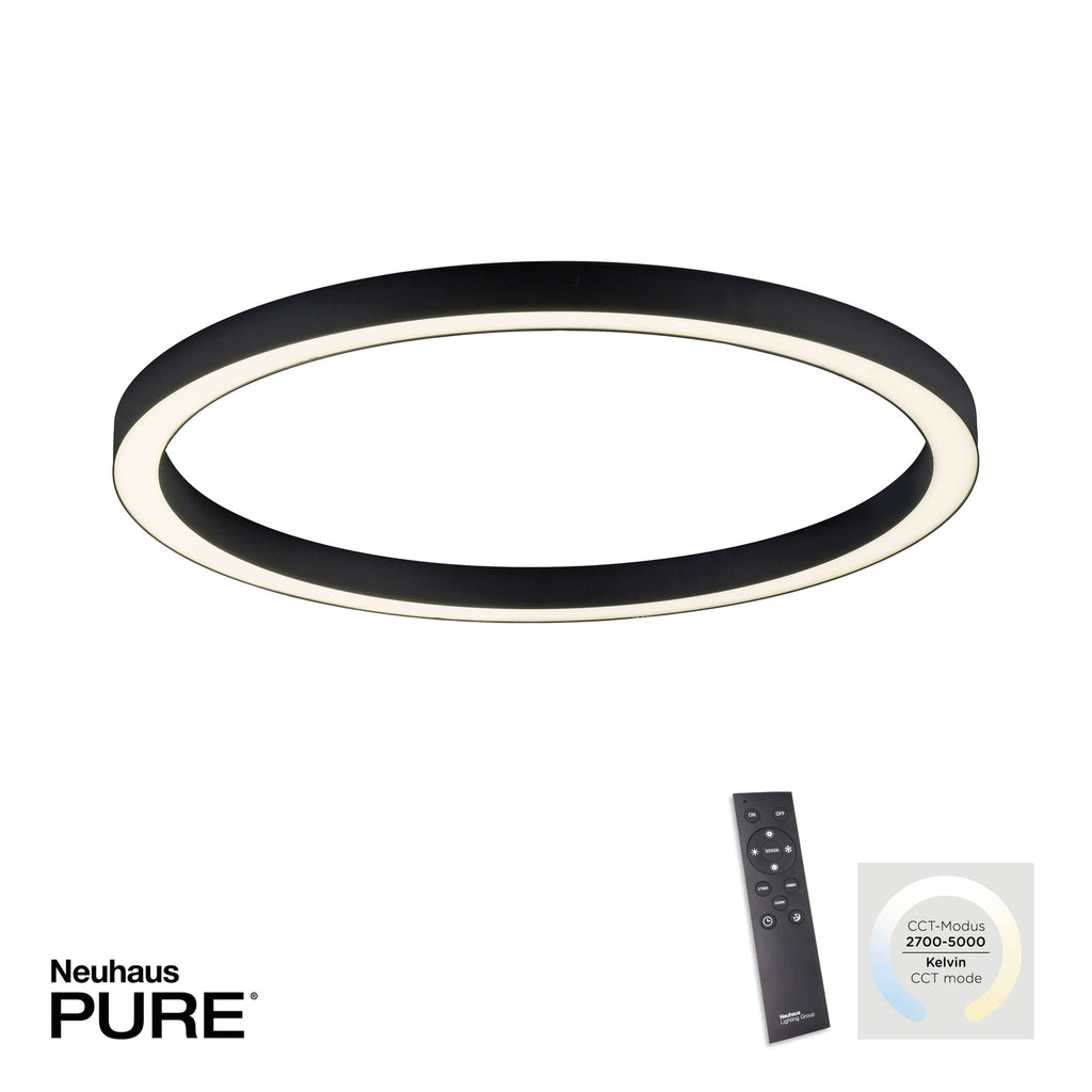 LED taklampe PURE Lines Round CCT dimbar Ø70 cm antrasitt sett fra siden