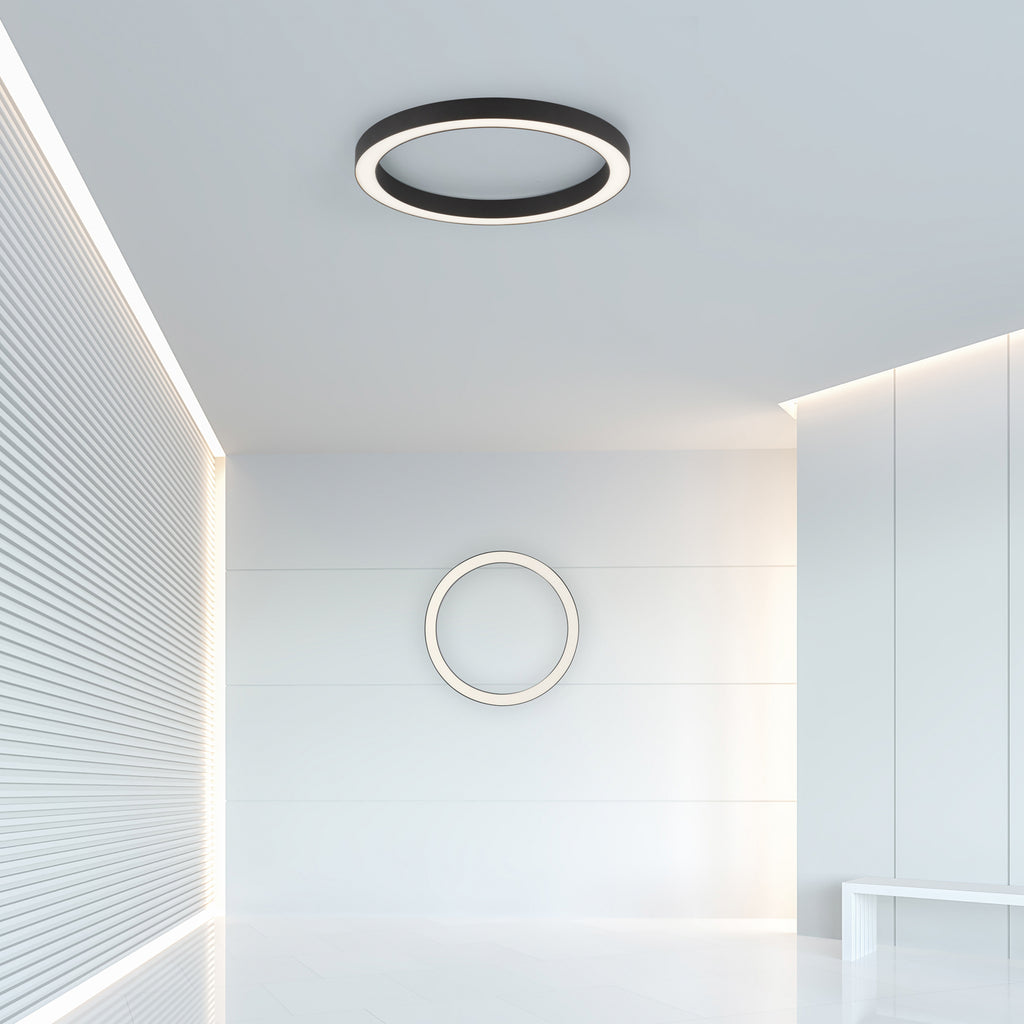Montert LED taklampe PURE Lines Round dimbar CCT Ø50 cm antrasitt i rom