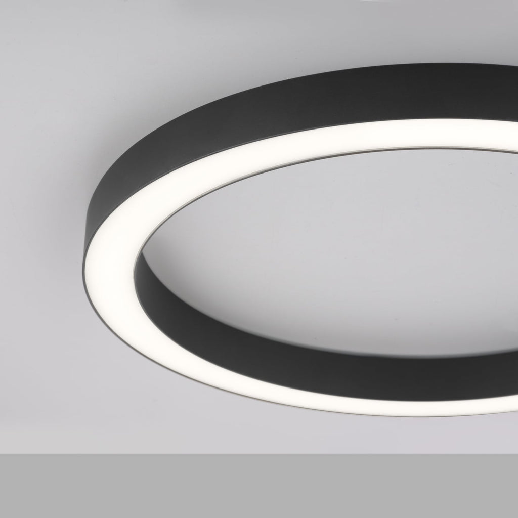 Nærbilde av aluminium og plast på LED taklampe PURE Lines Round dimbar CCT Ø50 cm antrasitt