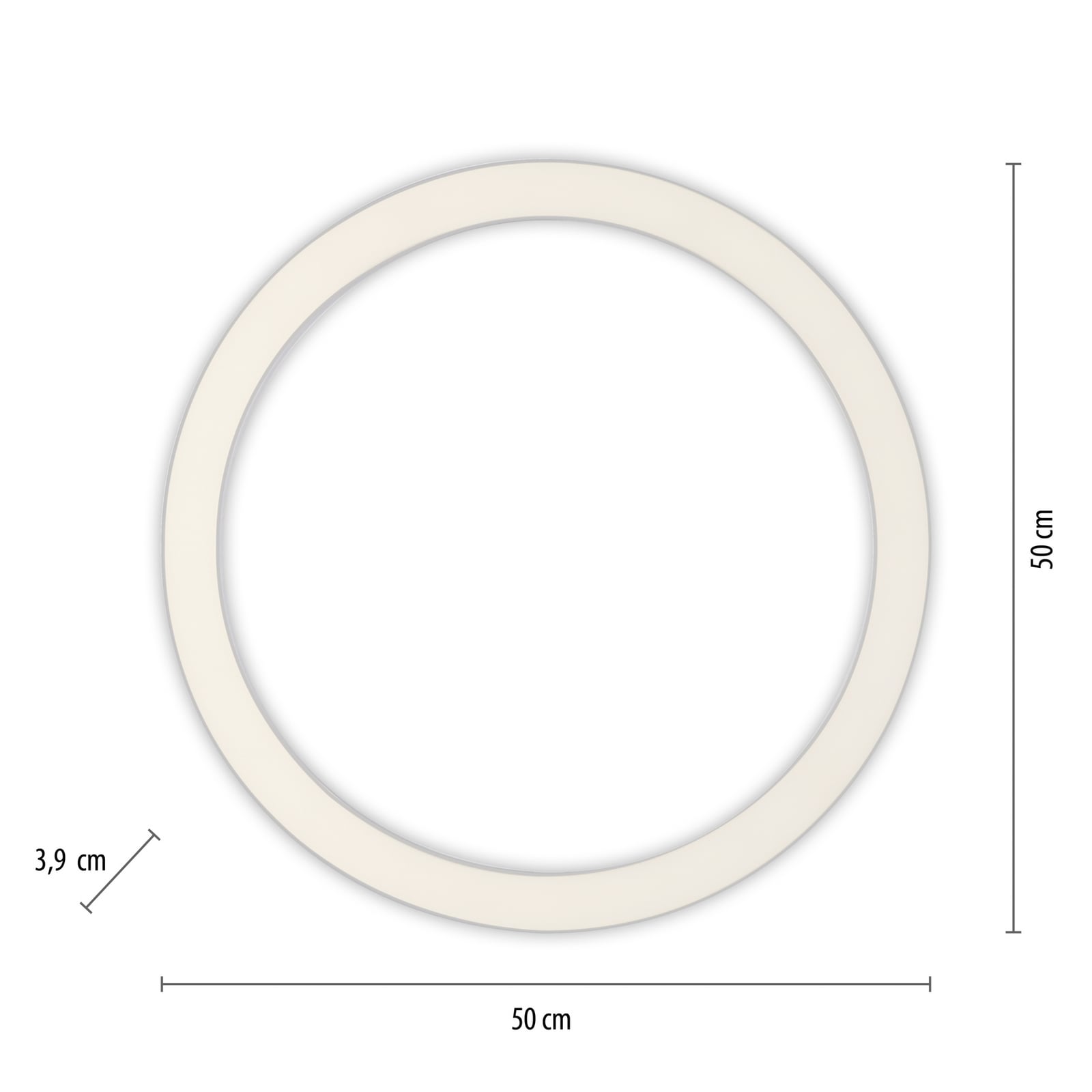LED taklampe PURE Lines Round dimbar CCT Ø50 cm sølv detalj