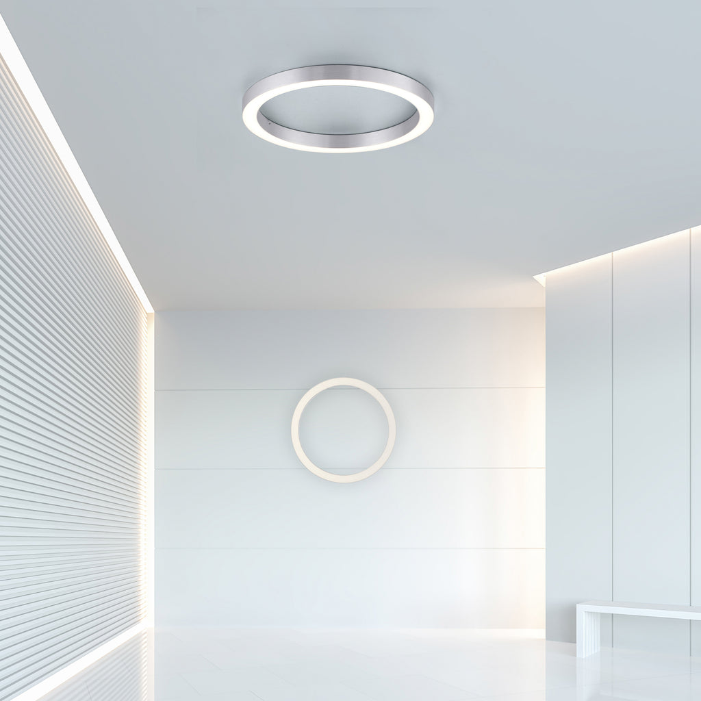 LED taklampe PURE Lines Round dimbar CCT Ø50 cm sølv montert i rom