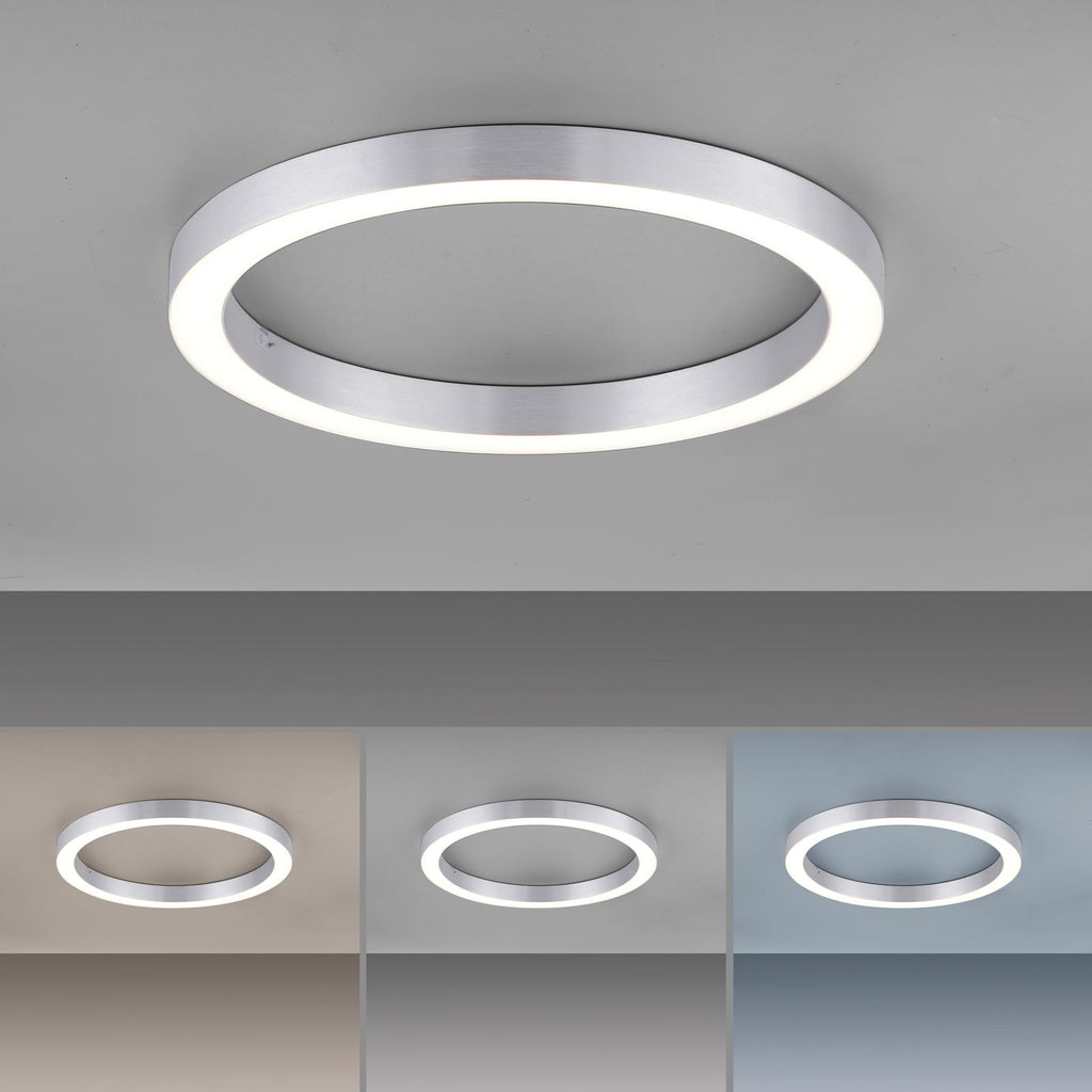 LED taklampe PURE Lines Round dimbar CCT Ø50 cm sølv med fjernkontroll