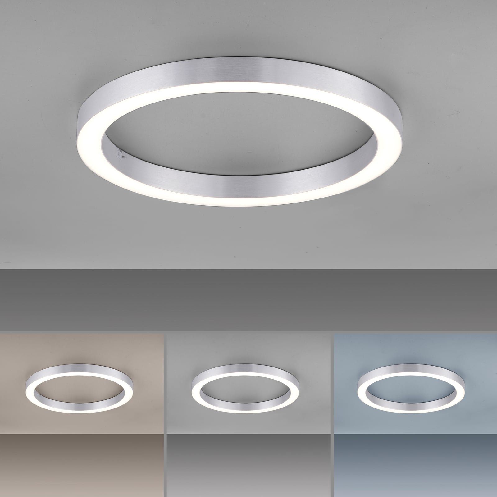 LED taklampe PURE Lines Round dimbar CCT Ø50 cm sølv med fjernkontroll