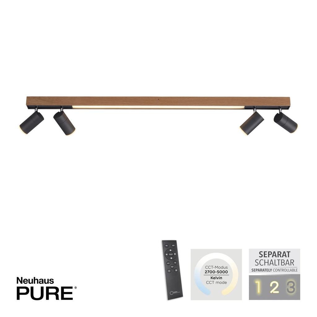 LED taklampe PURE Lines Spot dimbar med fjernkontroll 120 cm lys i varm hvit