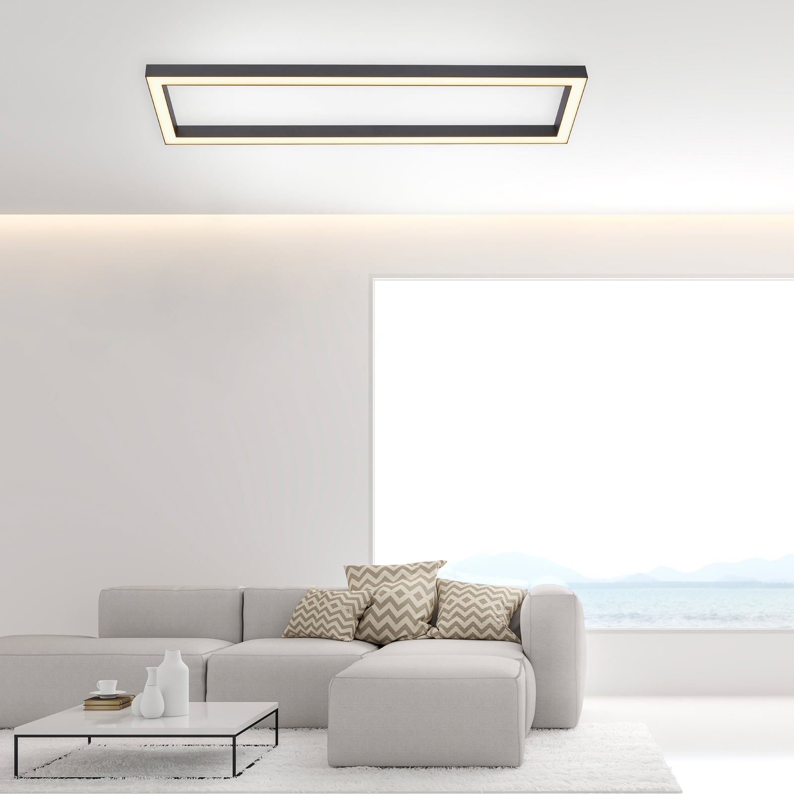 Detalj av LED taklampe PURE Lines Square dimbar CCT 110 cm