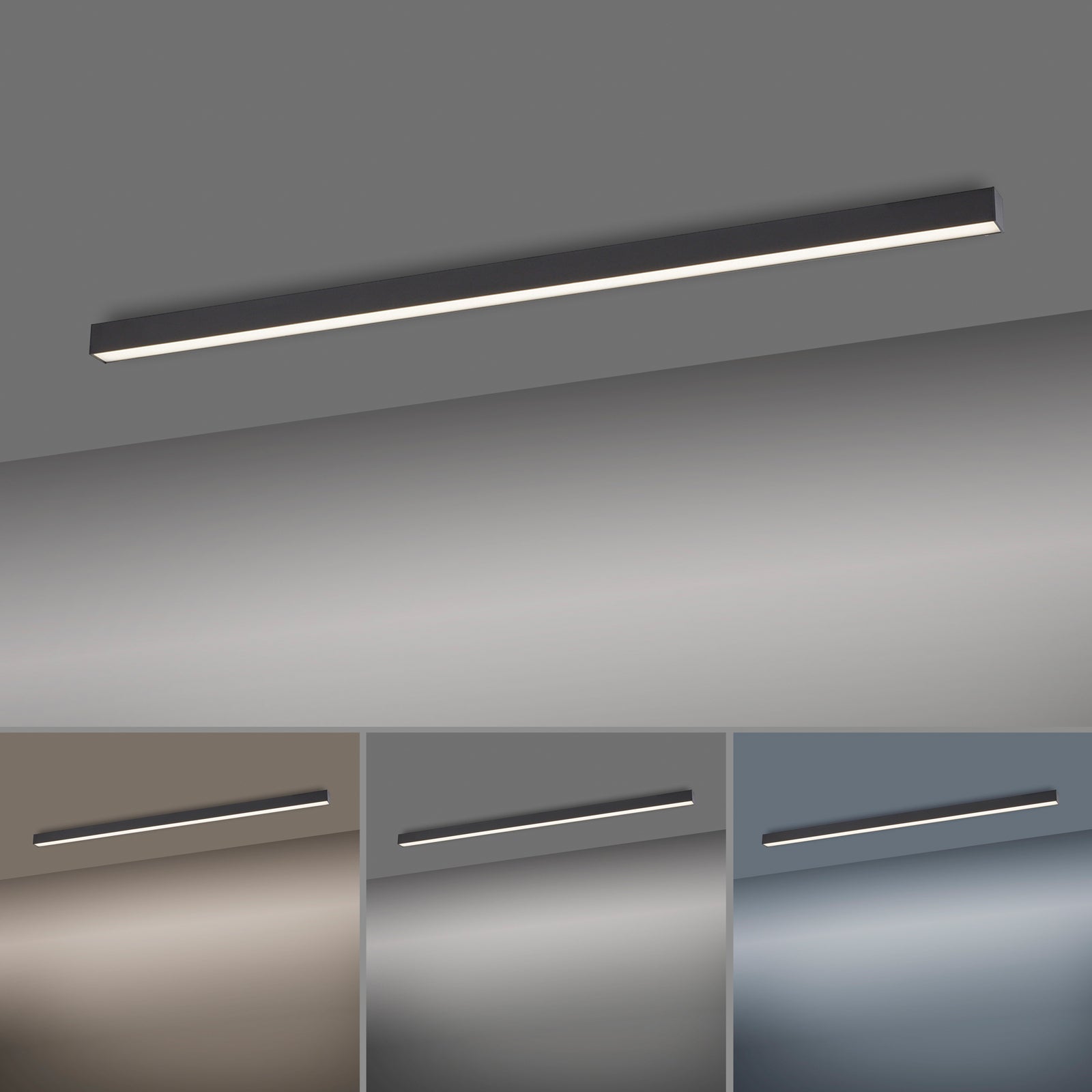 LED taklampe PURE Lines Straight grafitt montert i rom