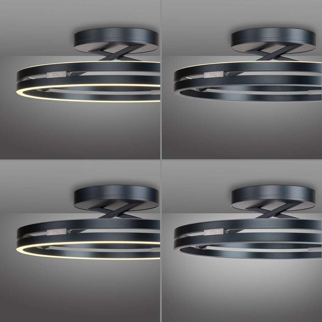 LED taklampe PURE Loop CCT dimbar Ø60 cm grå lysdetalj