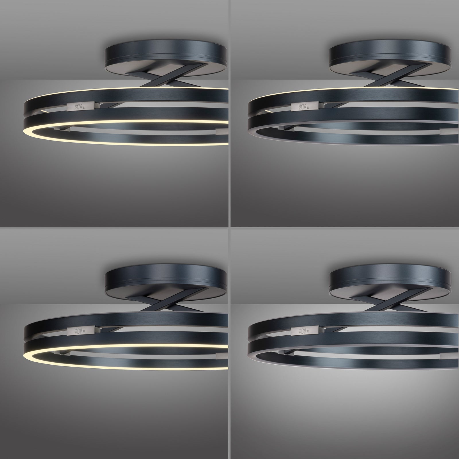 LED taklampe PURE Loop CCT dimbar Ø60 cm grå lysdetalj