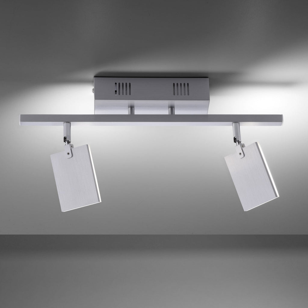 LED-taklampe PURE Mira 2-lys CCT dimbar aluminium forfra