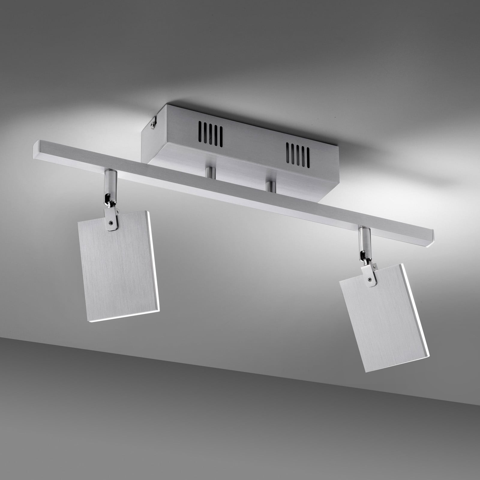 Sidebilde av LED-taklampe PURE Mira 2-lys CCT dimbar aluminium