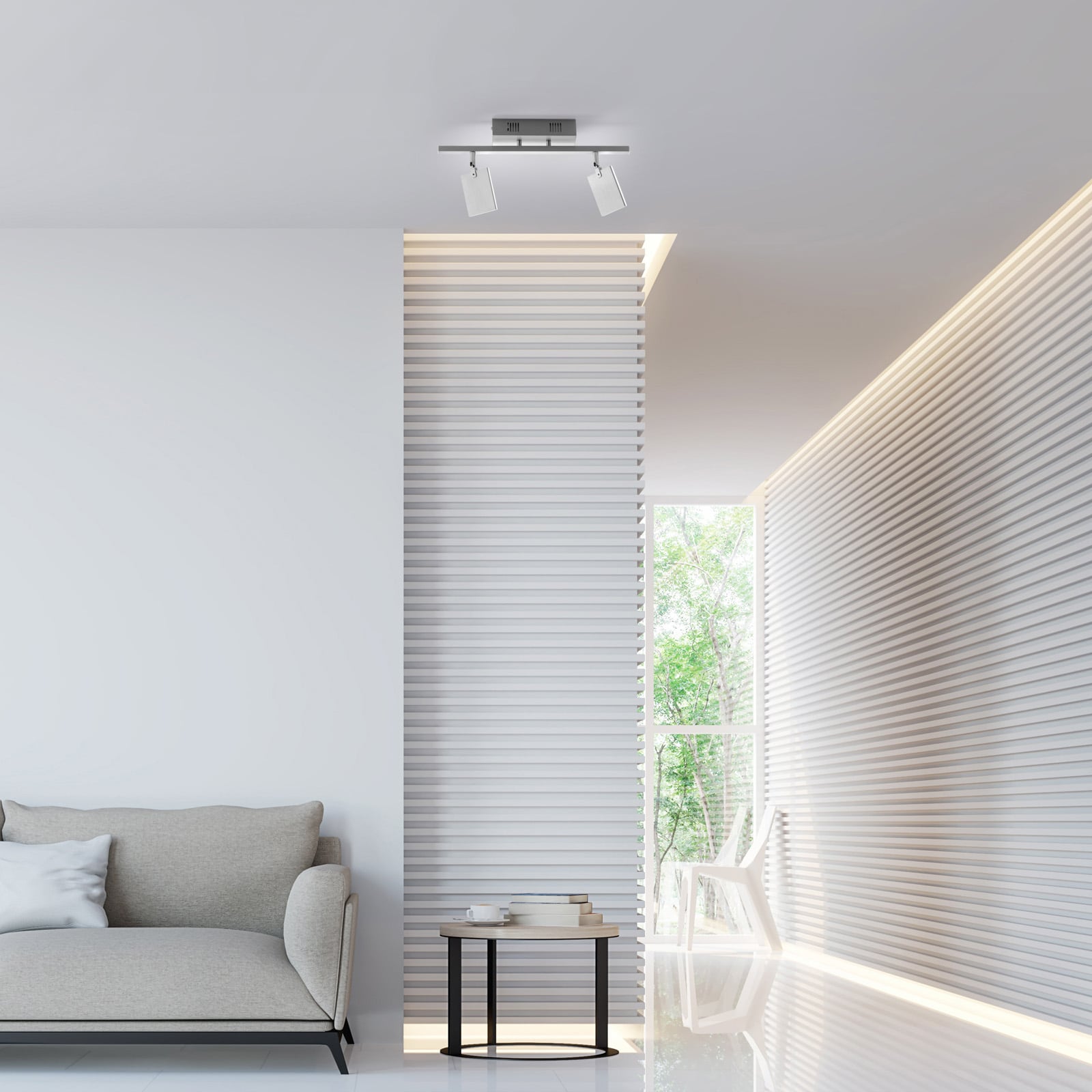 Oversikt av LED-taklampe PURE Mira 2-lys CCT dimbar aluminium