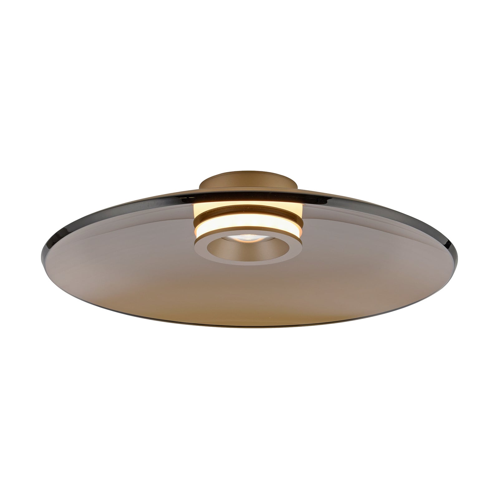 LED taklampe PURE Moon dimbar bronse amberglass Ø50 cm forfra