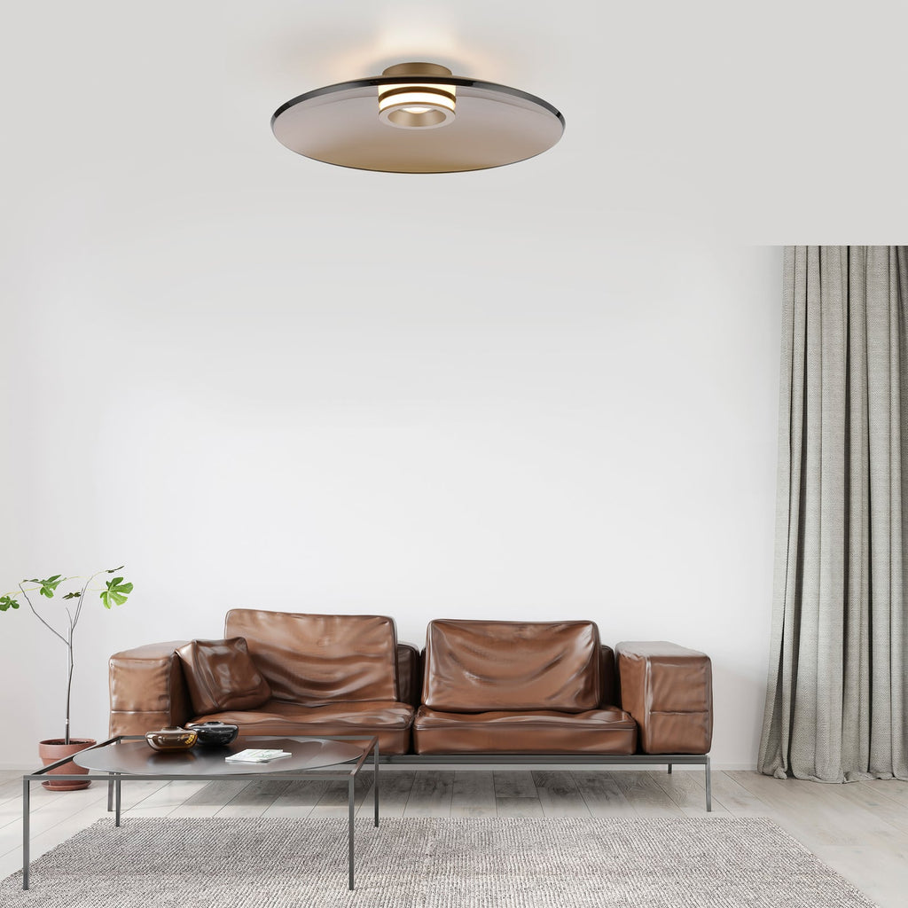 LED taklampe PURE Moon dimbar bronse amberglass Ø50 cm bakside