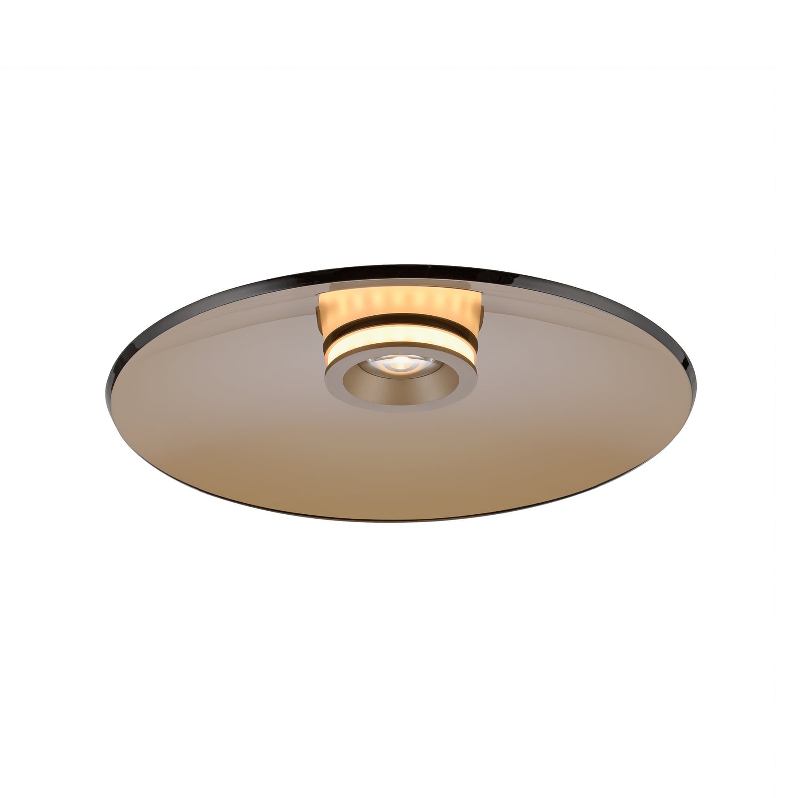 Detalj av LED taklampe PURE Moon dimbar bronse amberglass Ø50 cm