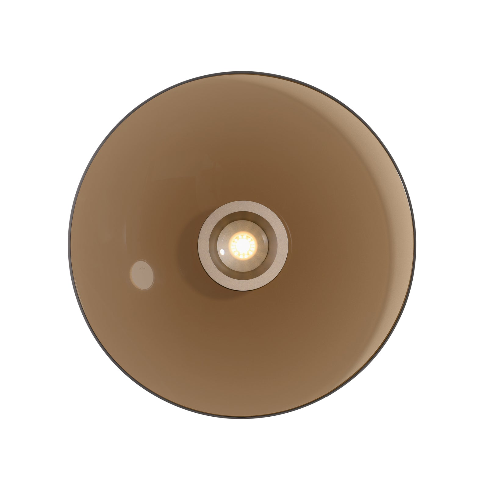 Montert LED taklampe PURE Moon dimbar bronse amberglass Ø50 cm i rom