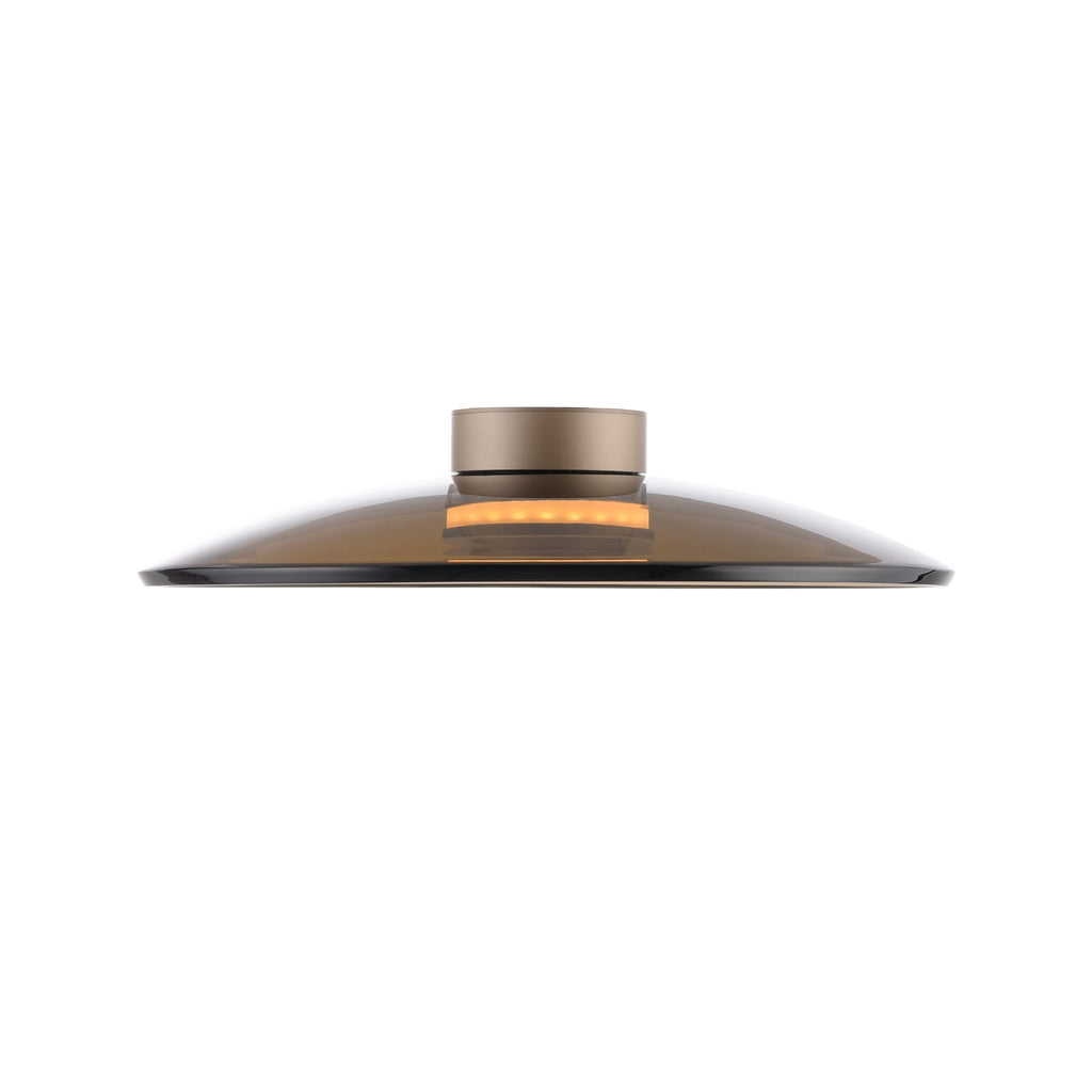 Nærbilde av amberglass på LED taklampe PURE Moon dimbar bronse