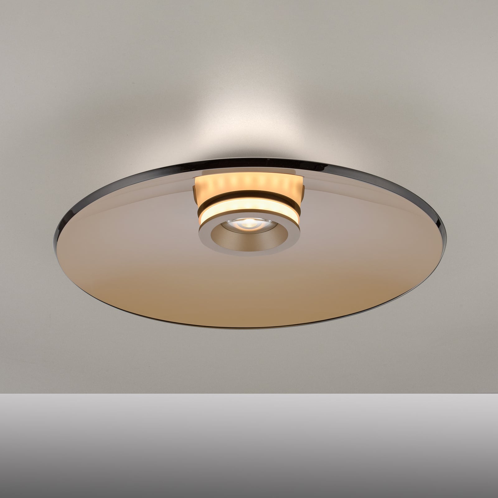 LED taklampe PURE Moon dimbar bronse amberglass Ø50 cm - PURE