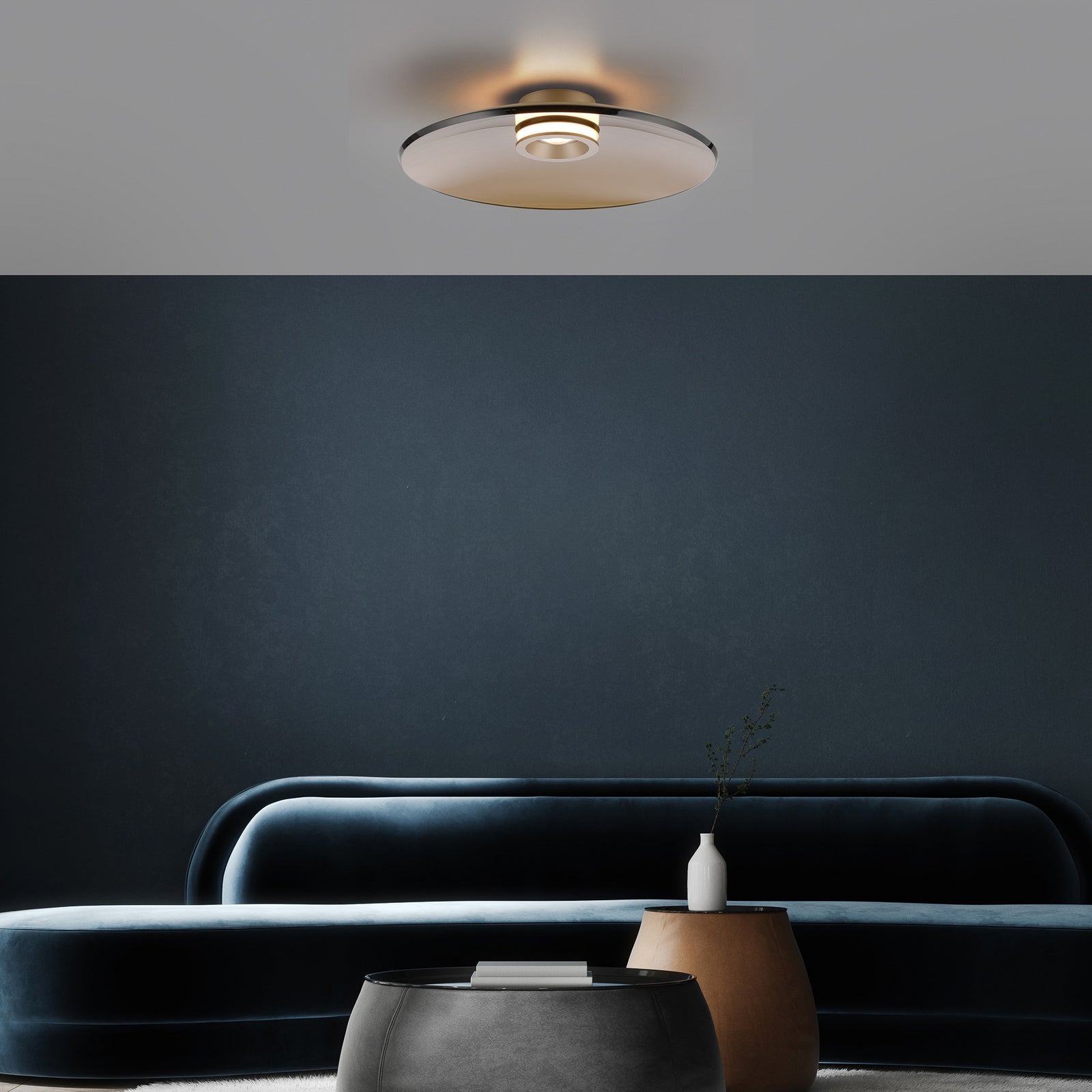 LED taklampe PURE Moon dimbar bronse amberglass Ø50 cm - PURE