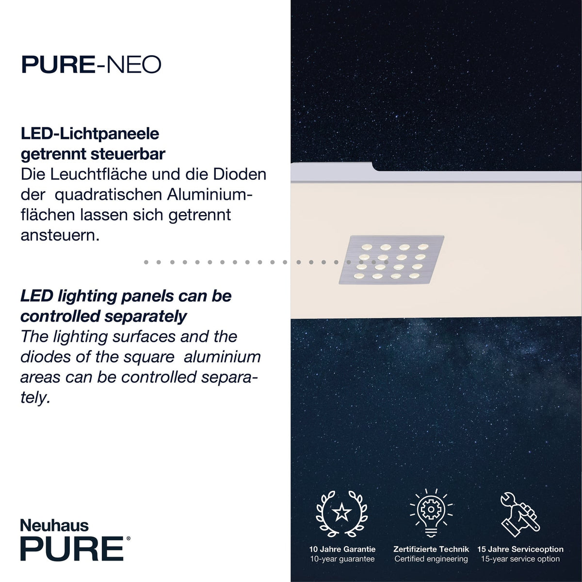 LED taklampe Pure Neo CCT dimbar 120x30 cm 46W lys i bruk