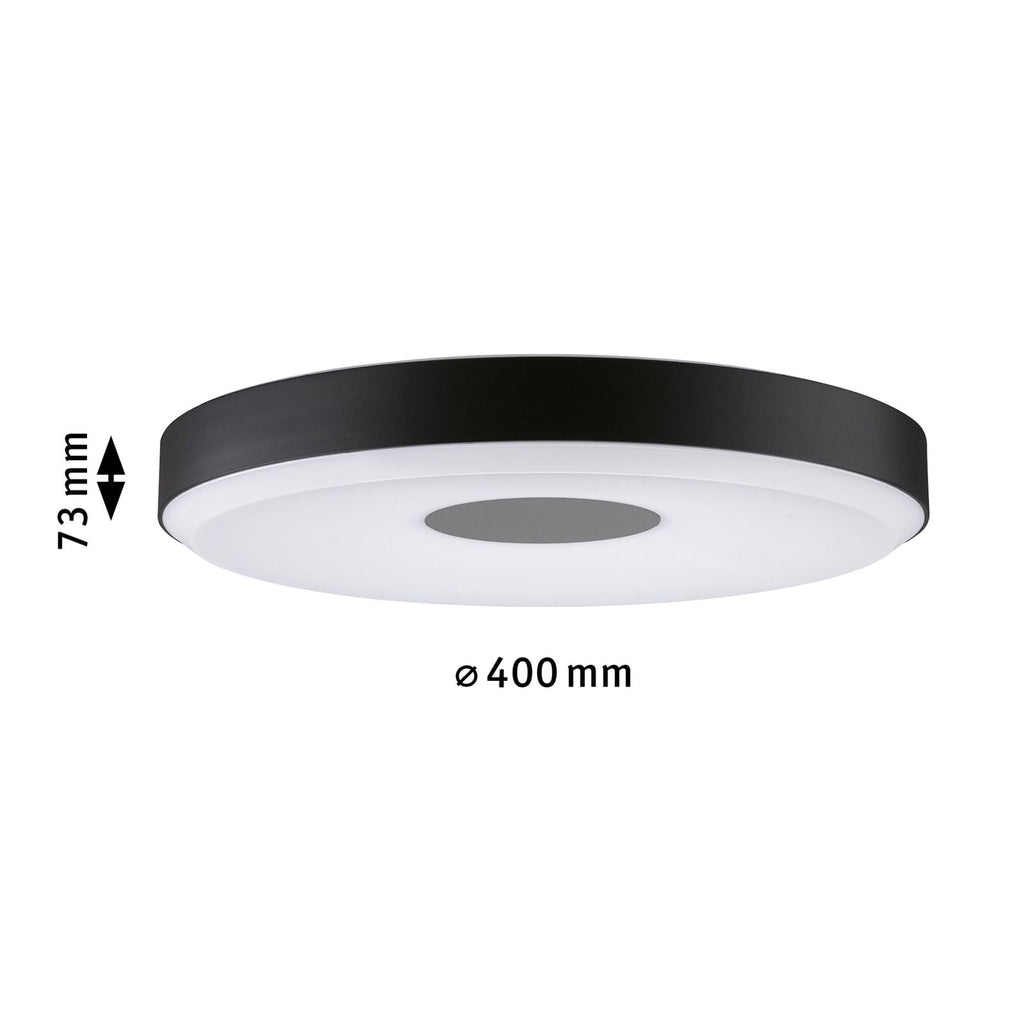 LED taklampe Puric Pane II dimbar svart Ø40 cm sett fra siden