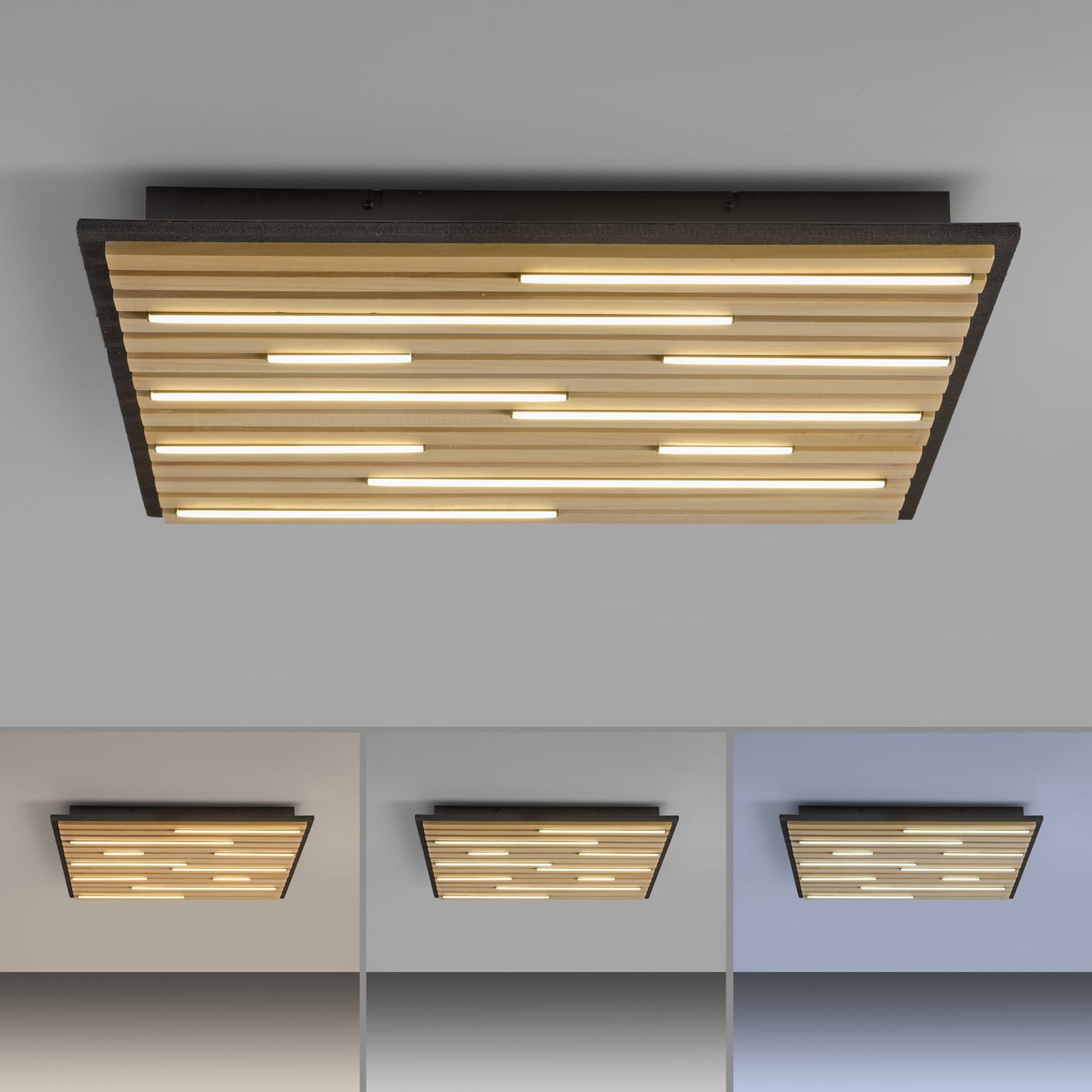 LED taklampe Q-Akustik tre 62x62 cm dimbar CCT Zigbee miljøbilde