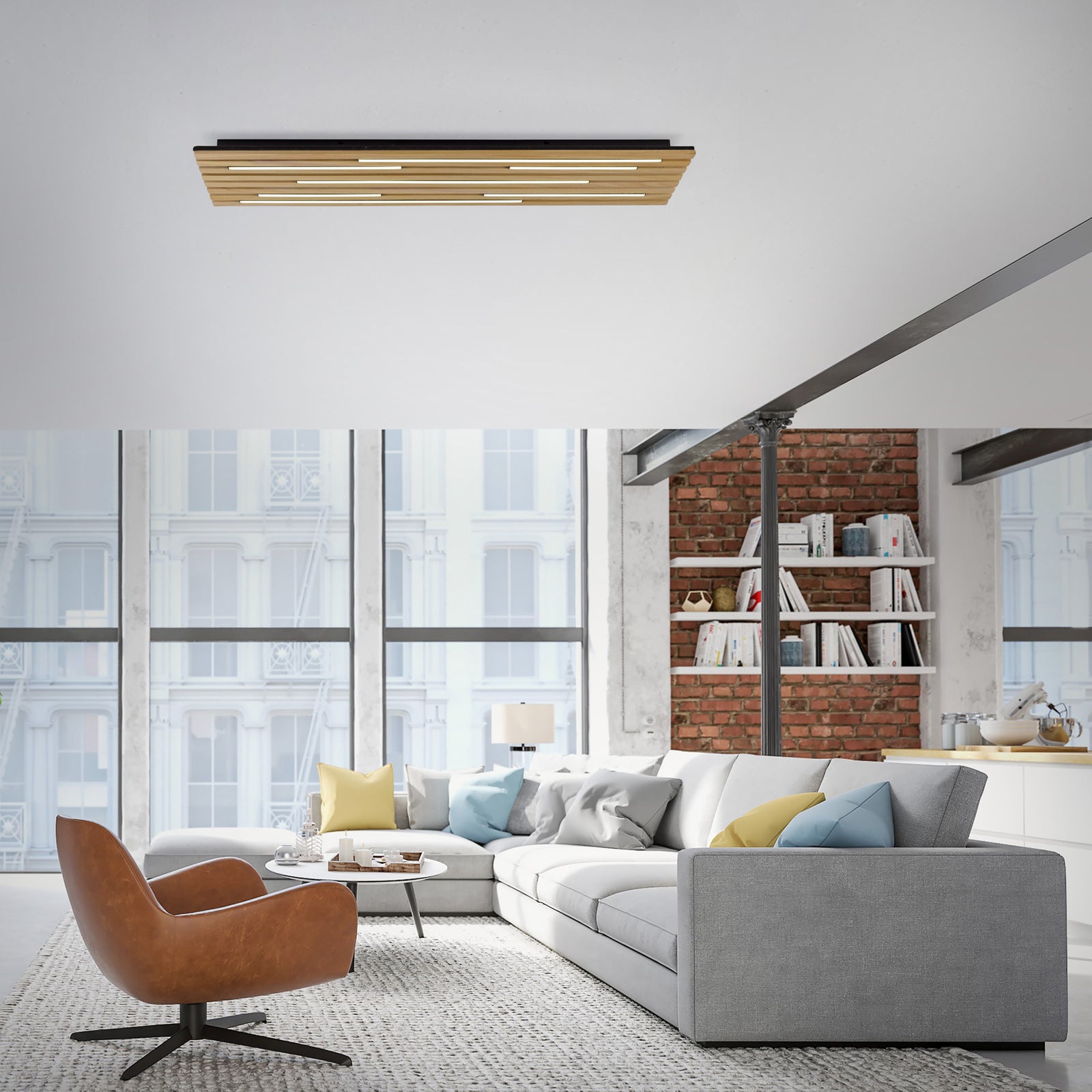 LED taklampe Q-Akustik tre/svart bakside