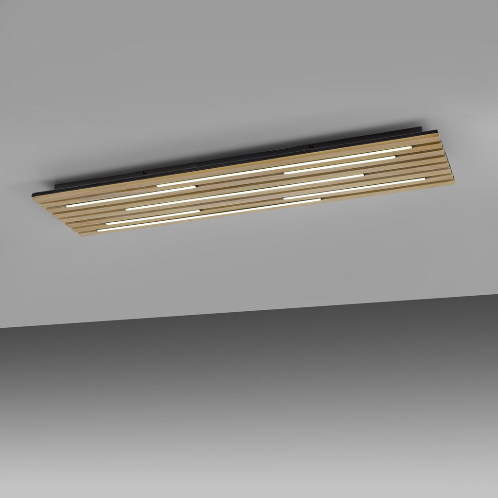 LED taklampe Q-Akustik tre/svart nærbilde av LED-lys