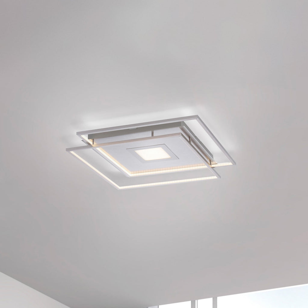 LED-taklampe Q-AMIRA 60x60 cm CCT dimbar sølv Zigbee forfra
