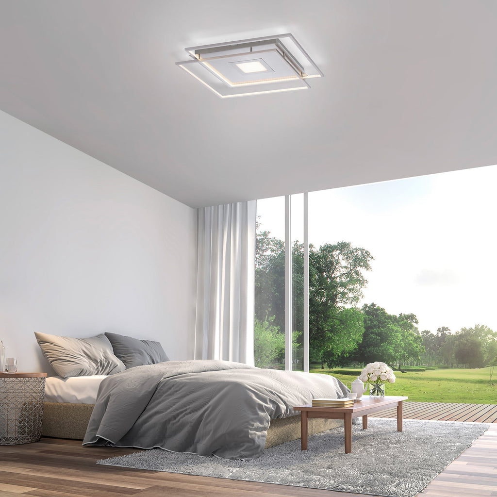LED-taklampe Q-AMIRA 60x60 cm CCT dimbar sølv Zigbee bakside