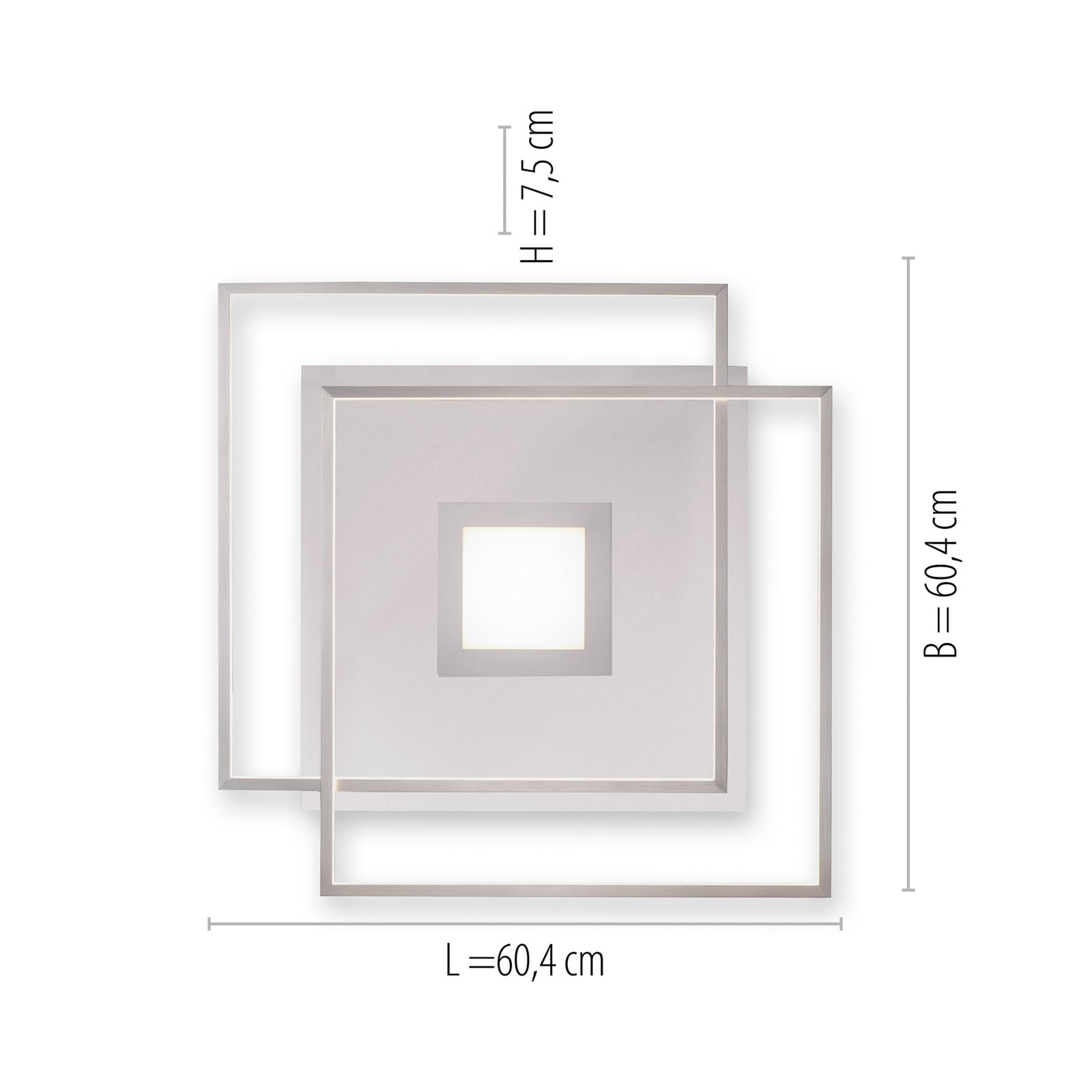 LED-taklampe Q-AMIRA 60x60 cm CCT dimbar sølv Zigbee nærbilde av LED-lys