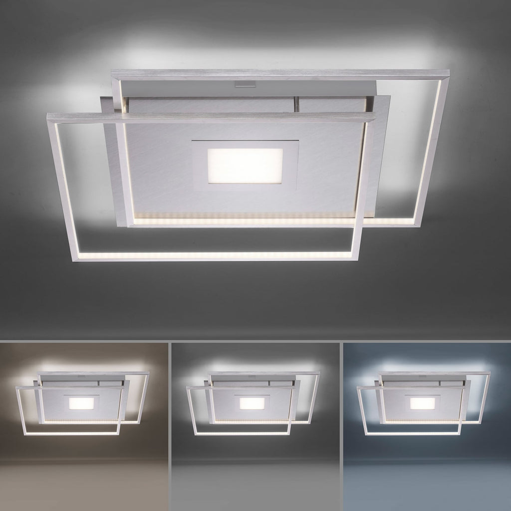 LED-taklampe Q-AMIRA 60x60 cm CCT dimbar sølv Zigbee app-styring illustrasjon
