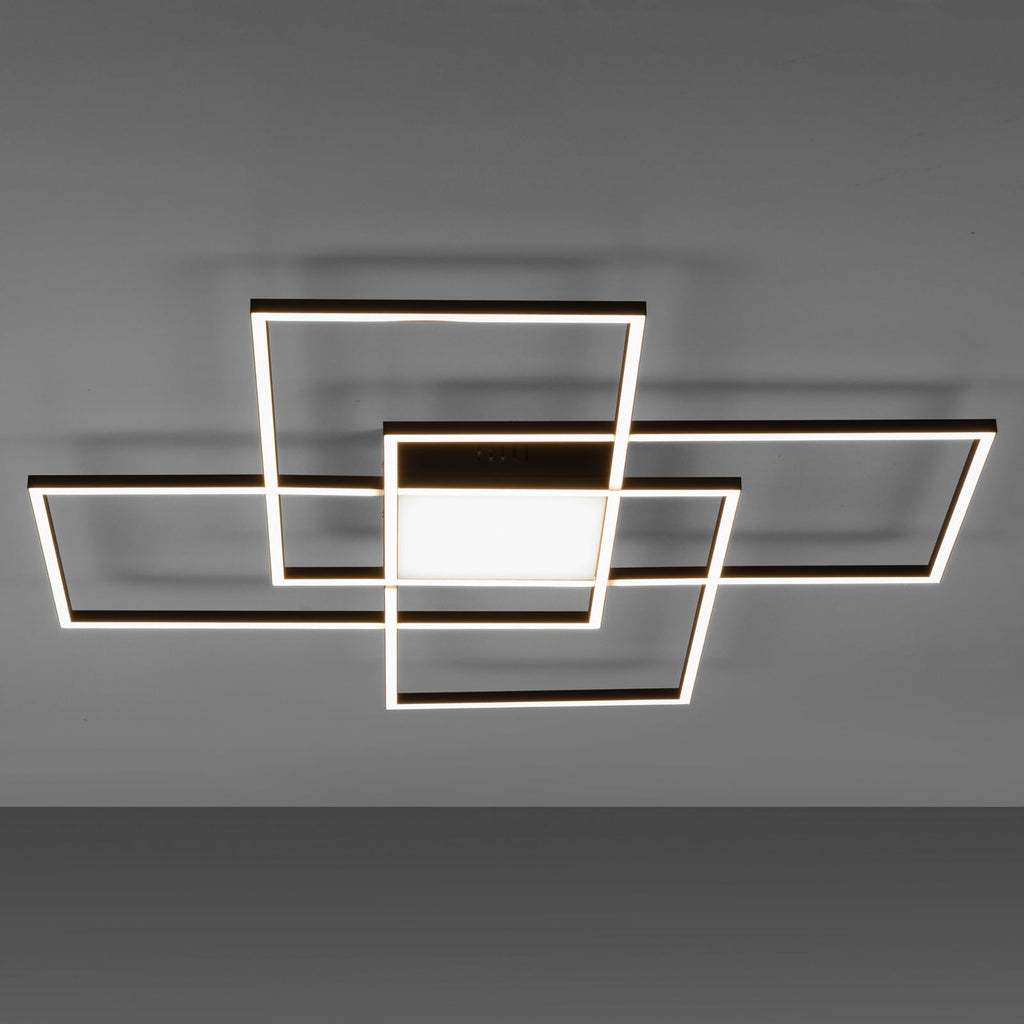 LED taklampe Q-ASMIN smart svart/hvit 80x80 cm forfra