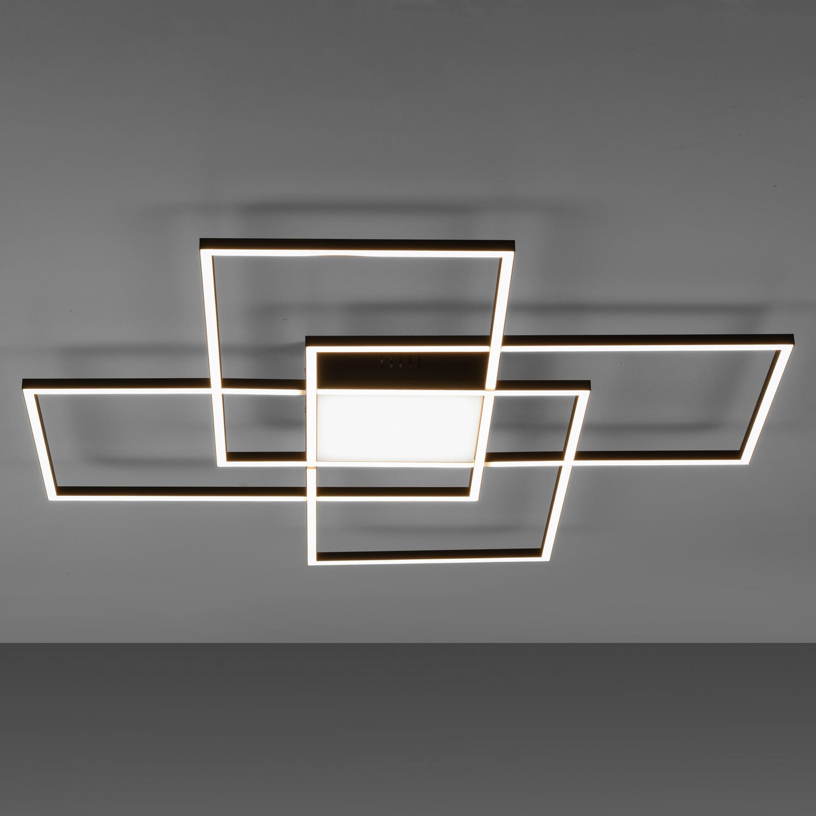 LED taklampe Q-ASMIN smart svart/hvit 80x80 cm forfra