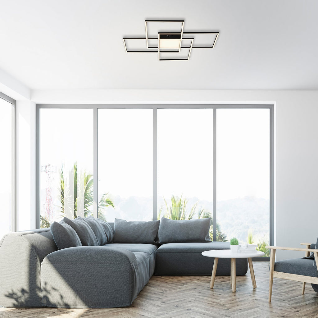 LED taklampe Q-ASMIN smart svart/hvit 80x80 cm bakside