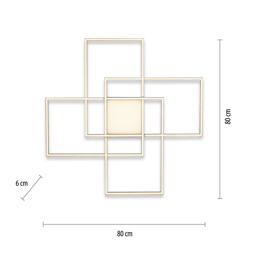 LED taklampe Q-ASMIN smart svart/hvit 80x80 cm montert i rom