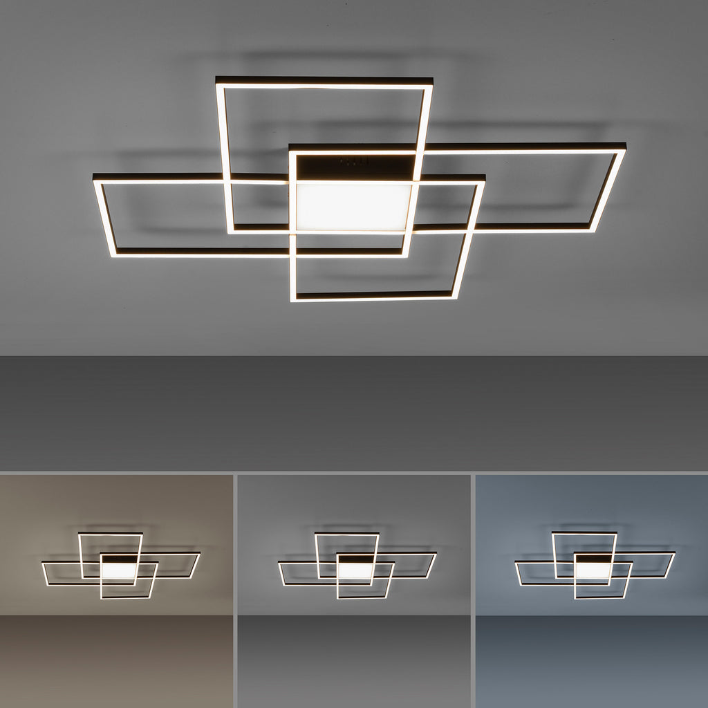 LED taklampe Q-ASMIN smart svart/hvit 80x80 cm nærbilde av fjernkontroll