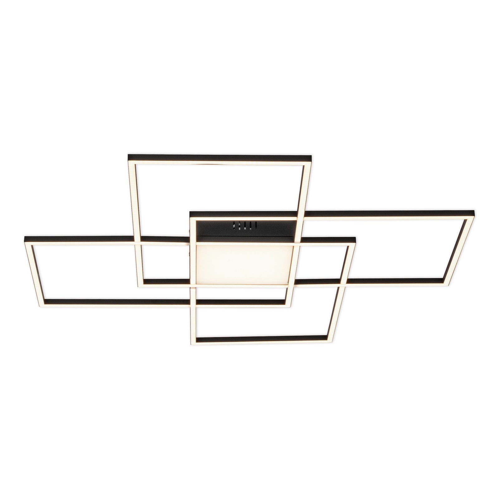 LED taklampe Q-ASMIN smart svart/hvit 80x80 cm med lys på