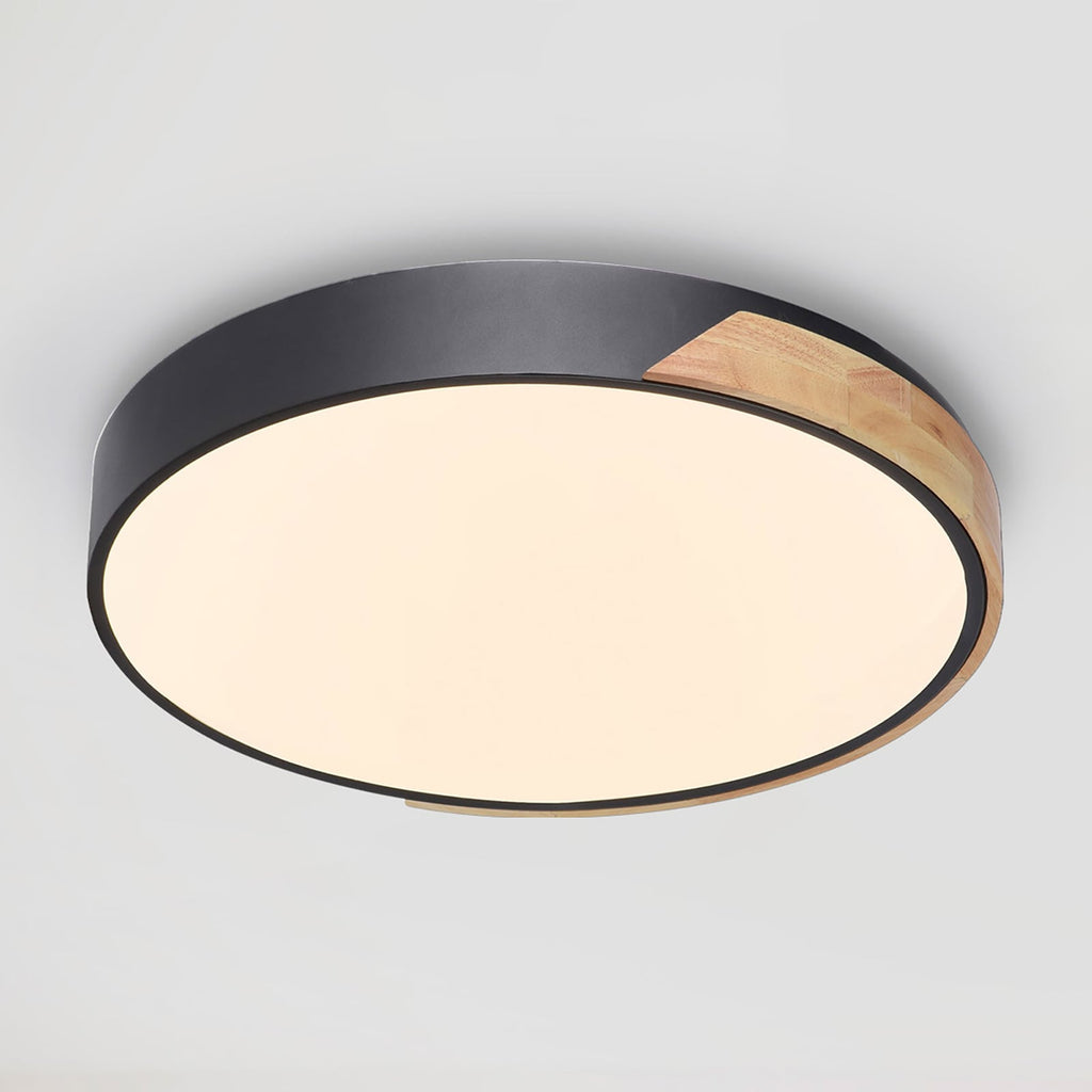 LED taklampe Q-BILA dimbar svart eik forfra