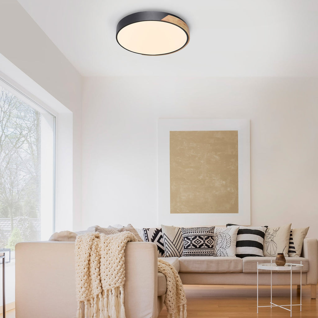 LED taklampe Q-BILA dimbar svart eik bakside