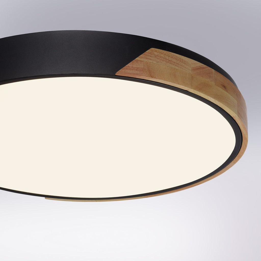 Sideprofil av LED taklampe Q-BILA dimbar svart eik