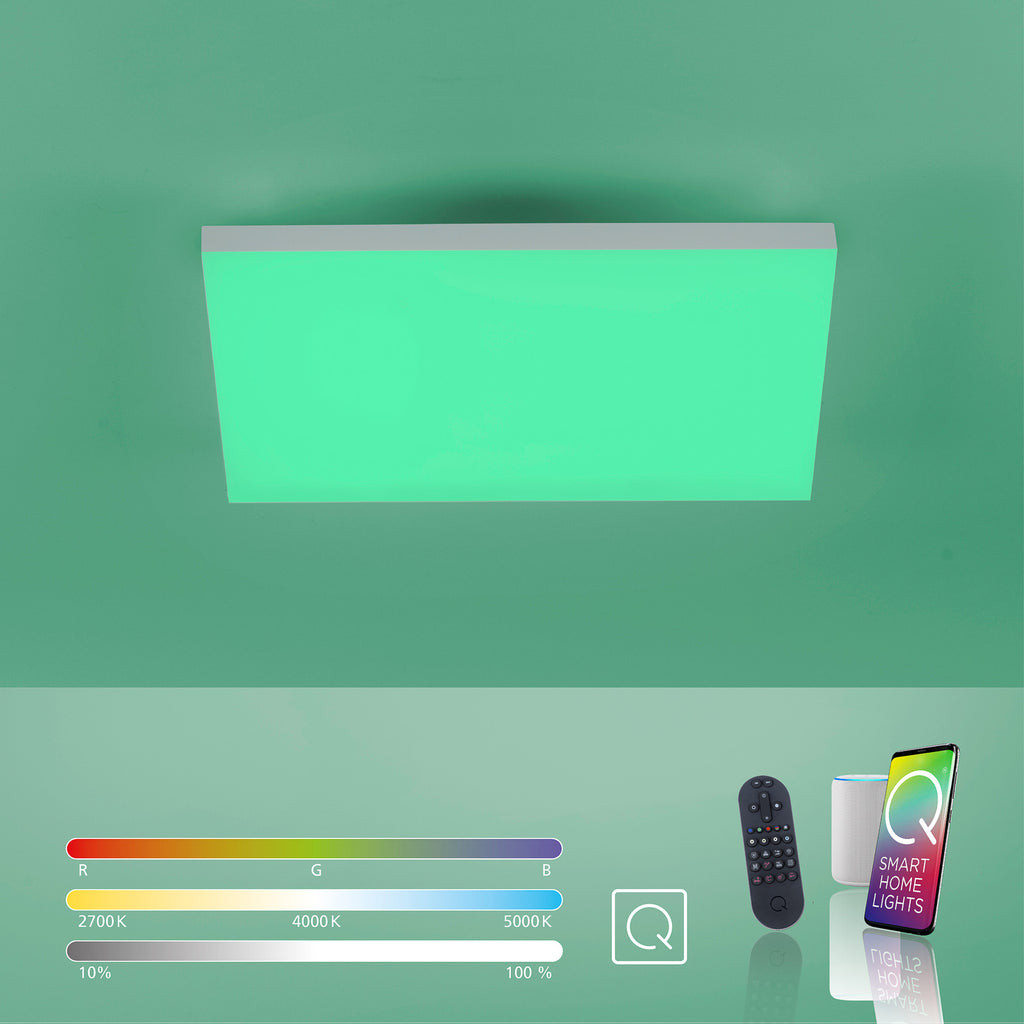 LED taklampe Q-FRAMELESS RGBW dimbar 45x45 cm 26W fjernkontroll