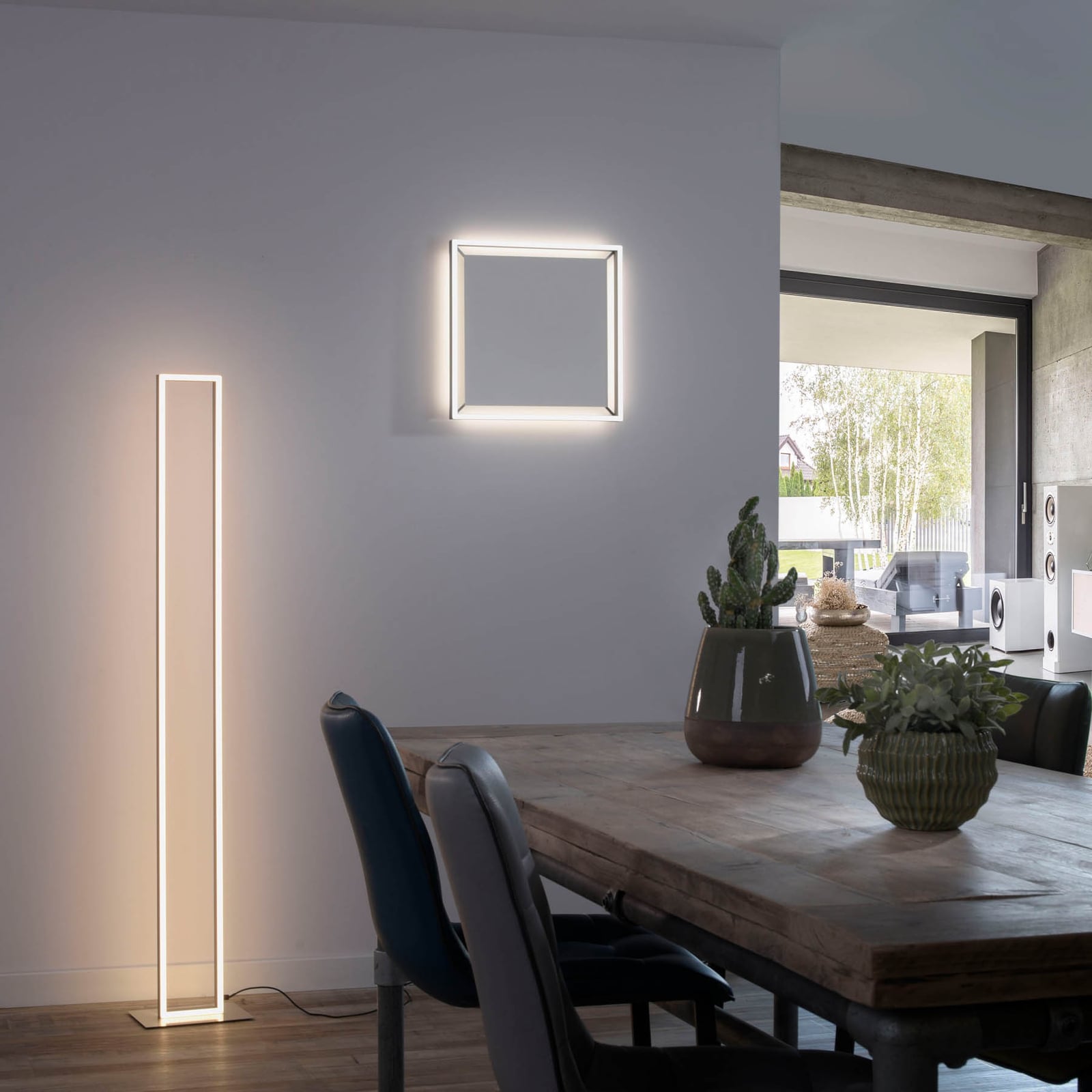 LED taklampe Q-KAAN dimbar Zigbee 45x45 cm sølv CCT detalj av ramme