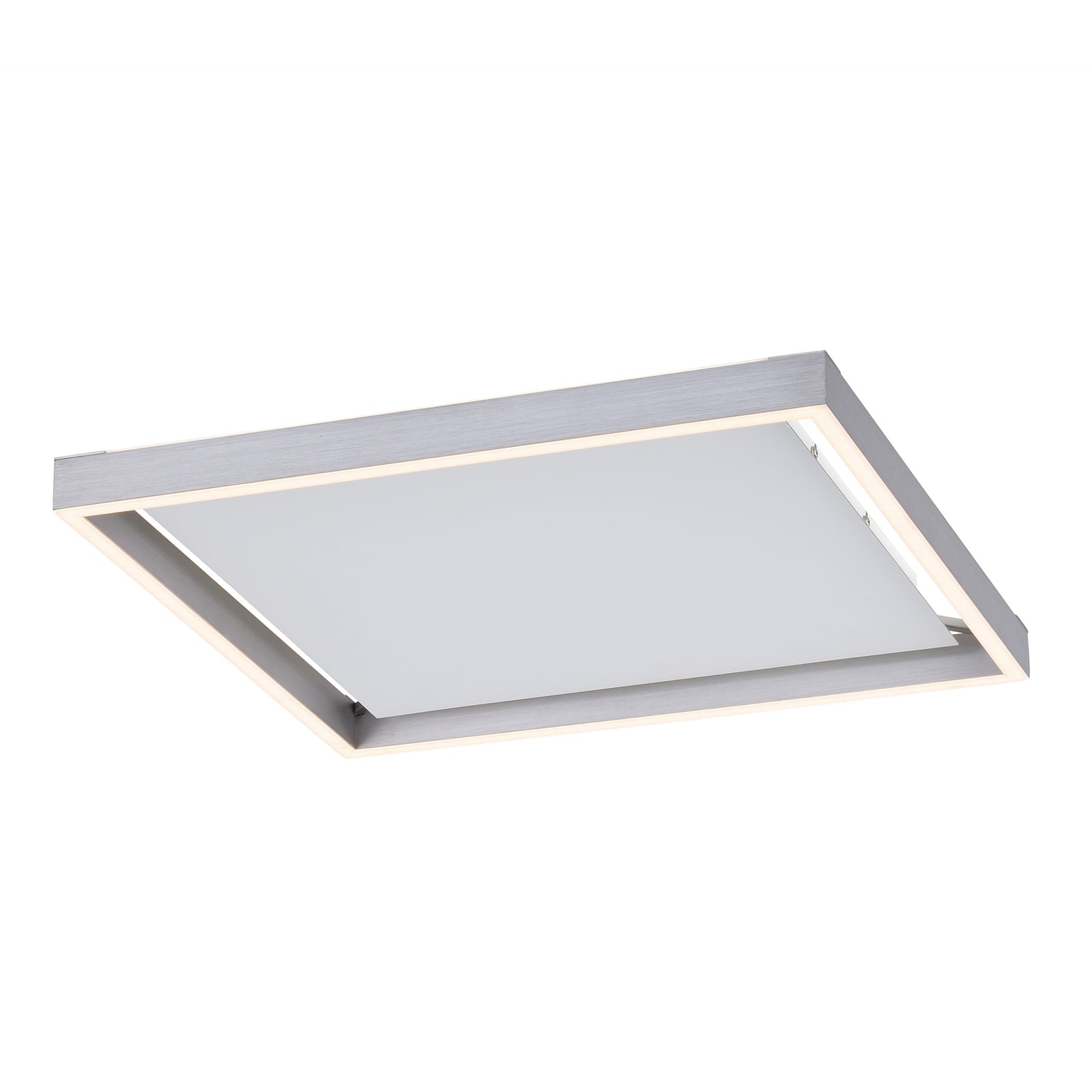 LED taklampe Q-KAAN dimbar Zigbee 45x45 cm sølv CCT fjernkontroll